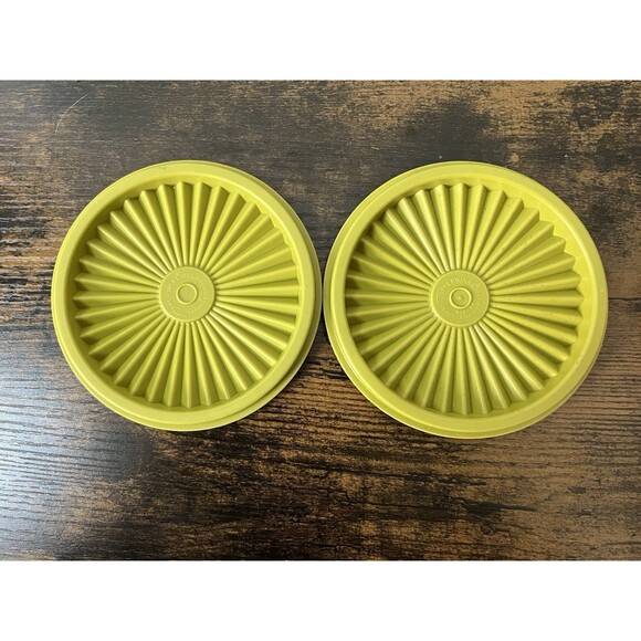 Tupperware Other - Vtg Tupperware Servalier 5” Lids 812-35 & 812-34 Green Blue Speckle Replacement